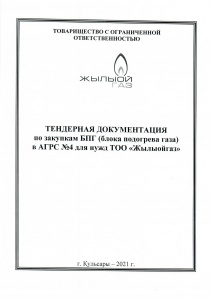 Тендерная документация по закупкам БПГ в АГРС №4 для нужд ТОО Жылыойгаз