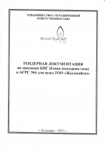 Тендерная документация по закупкам БПГ (блока подогрева газа) в АГРС №4 для нужд ТОО Жылыойгаз